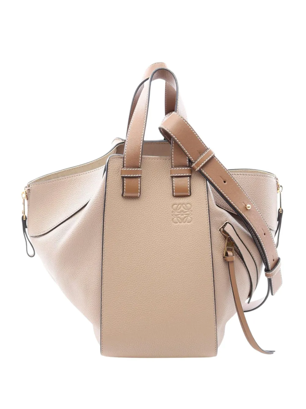 Loewe Pre-Owned mini sac à main Hammock Bag en cuir de veau grainé et lien de resserrage (2010-2026) - Tons neutres