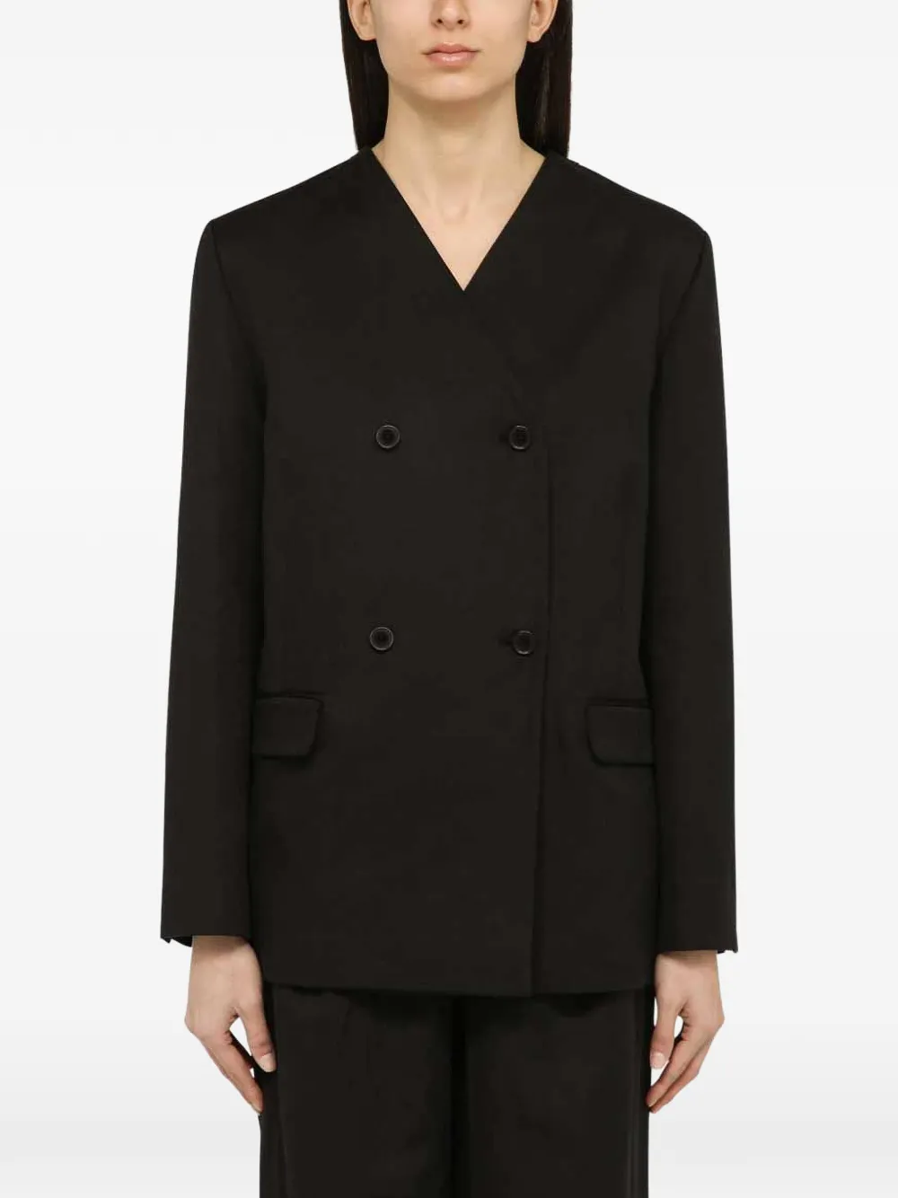 LouLou de Saison veste sans col à boutonnière croisée - Noir LouLou de Saison veste sans col à boutonnière croisée - Noir