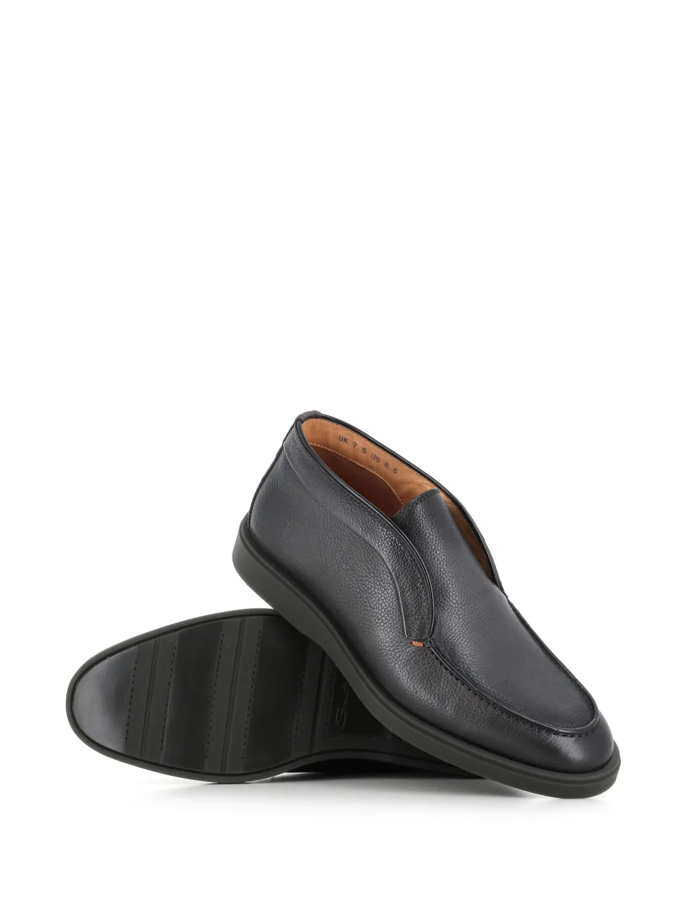 Santoni grained leather boots Zwart