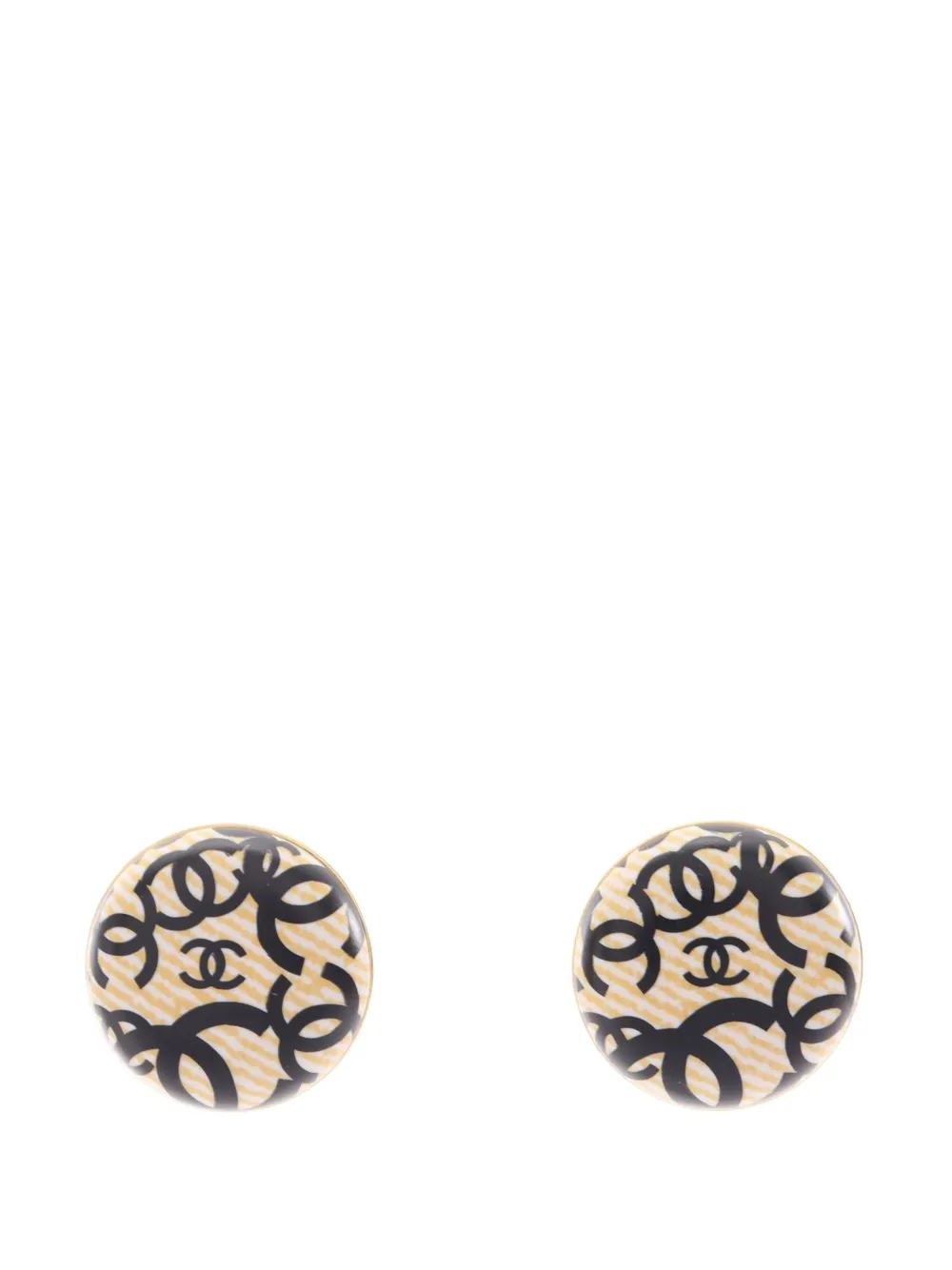 CHANEL Pre-Owned boucles d'oreilles fantaisie en résine à fermoir clip CC Round Button (2002) - Jaune
