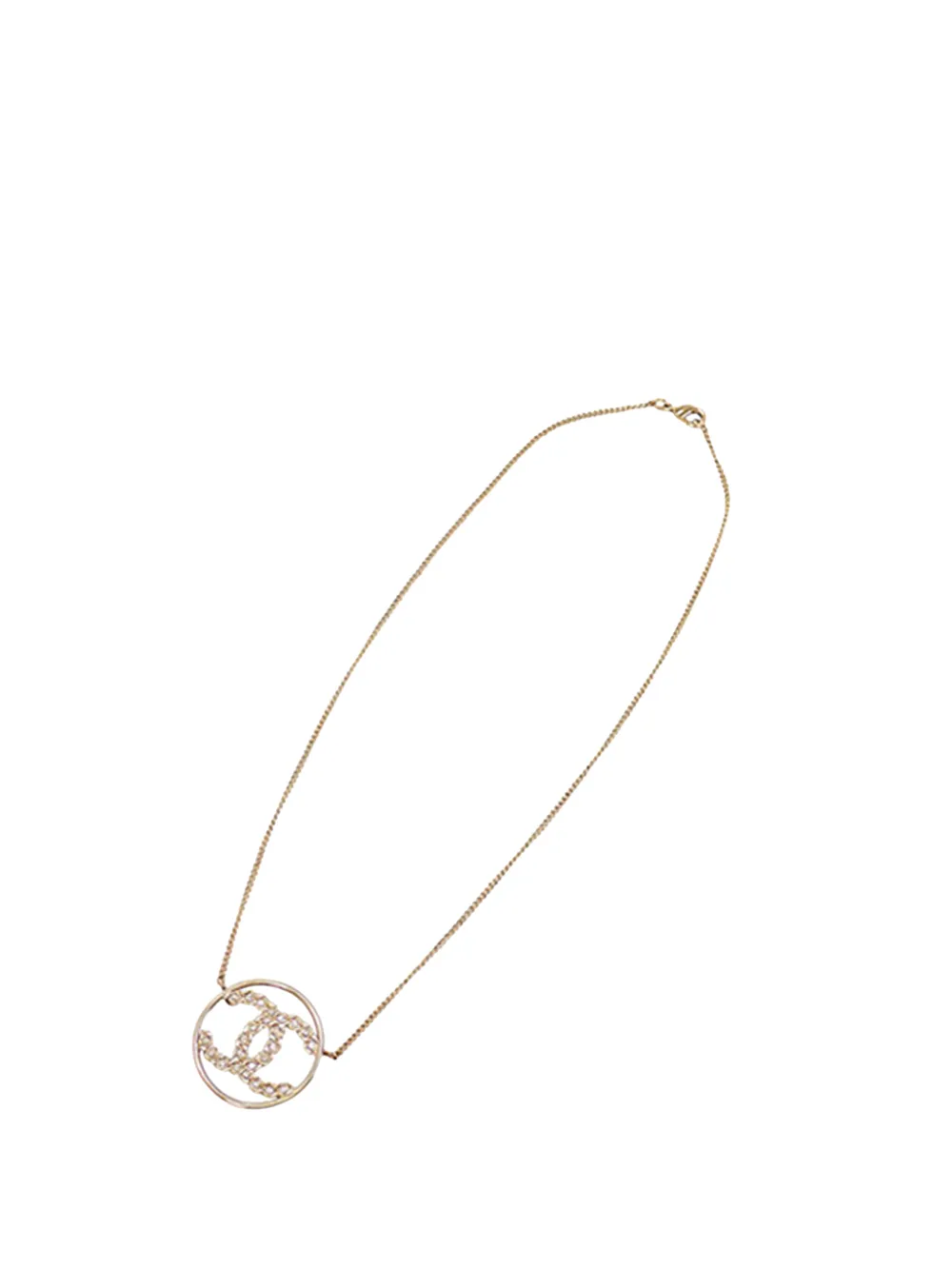 CHANEL Pre-Owned 2019 CC Gold Plated Strass Round Pendant Necklace costume necklace - Oro