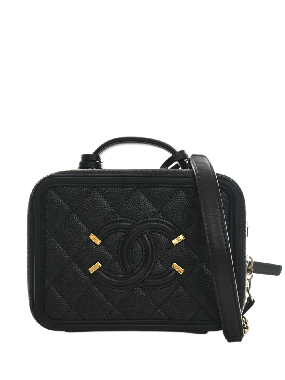 CHANEL Pre-Owned 2017-2018 Small Caviar CC Filigree Vanity Case satchel - Nero
