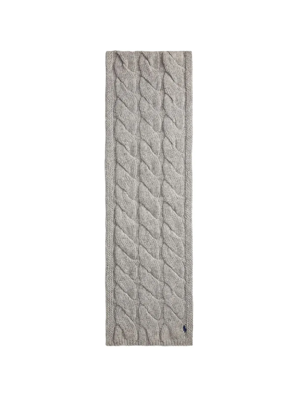 Polo Ralph Lauren cable-knit embroidered-logo scarf - Grigio