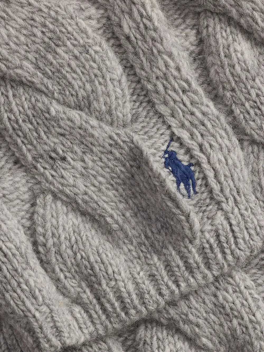 Polo Ralph Lauren Kabelgebreide sjaal met geborduurd logo Grijs