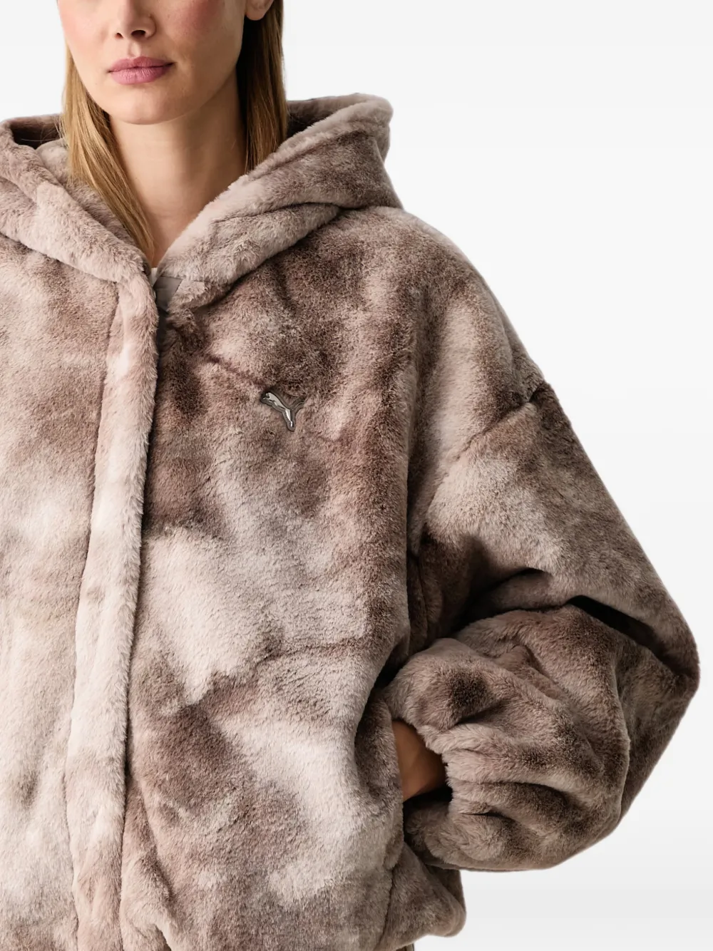 PUMA Street Glam oversized fleece jacket Beige