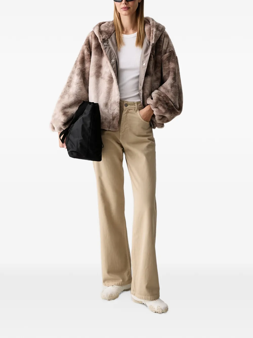 PUMA Street Glam oversized fleece jacket Beige