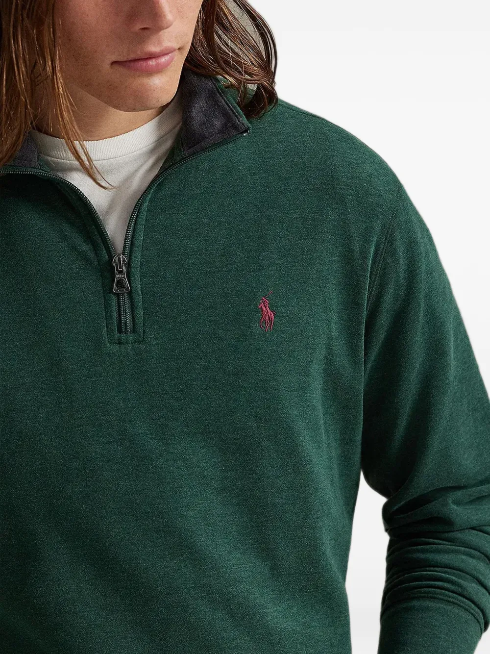Polo Ralph Lauren Trui met geborduurd logo en rits Groen