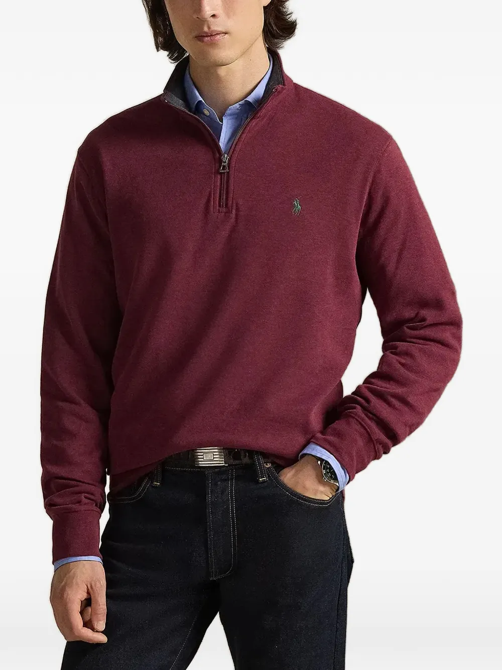 Polo Ralph Lauren quarter-zip embroidered-logo sweater - Rosso