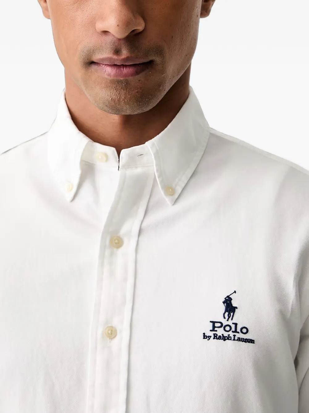 Polo Ralph Lauren logo-embroidered button-down shirt Wit