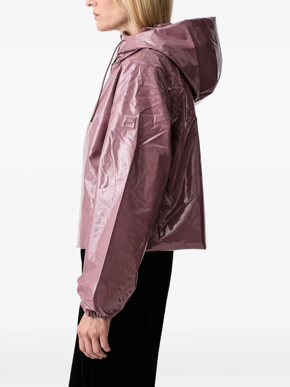 Rains Lohja isolerend jack met capuchon en glanzende afwerking Roze