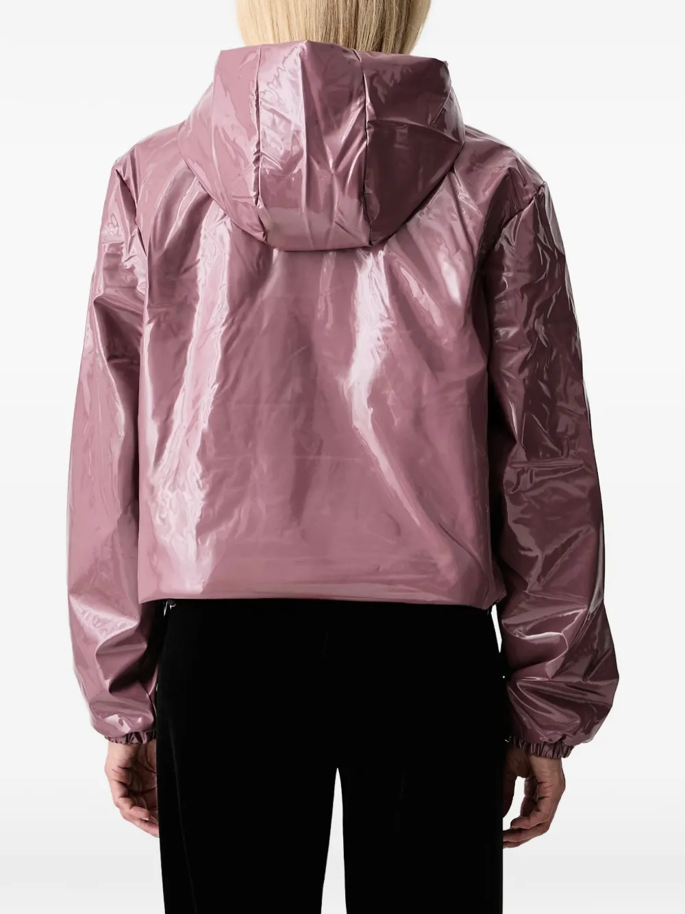 Rains Lohja isolerend jack met capuchon en glanzende afwerking Roze