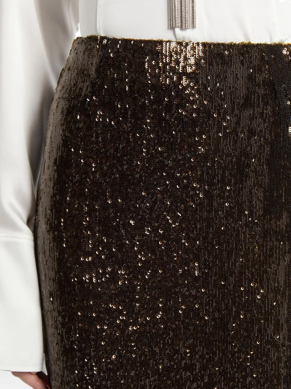 Balmain Lange rok met pailletten Bruin