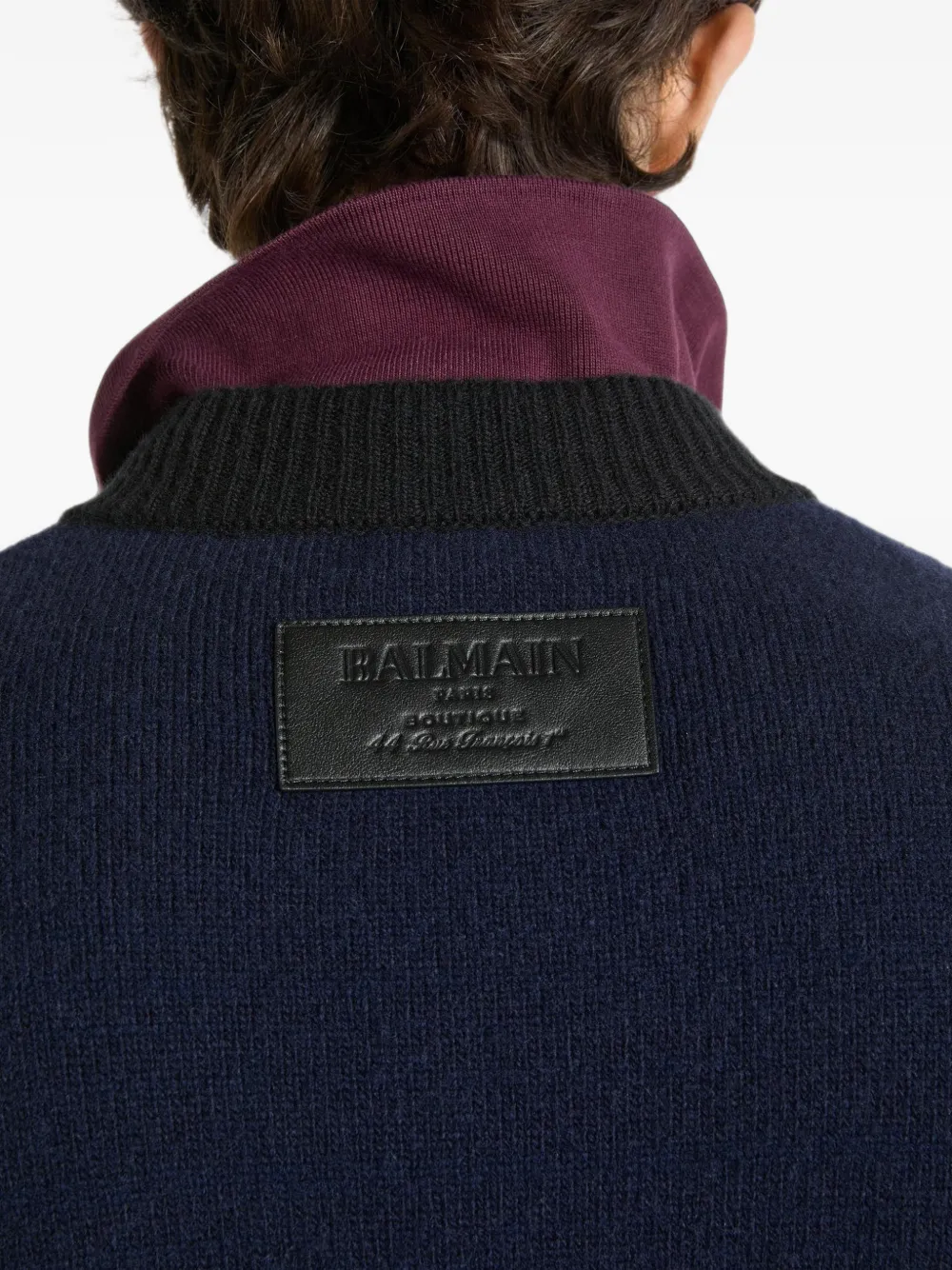 Balmain Trui van merinowol met diamant-patroon Blauw