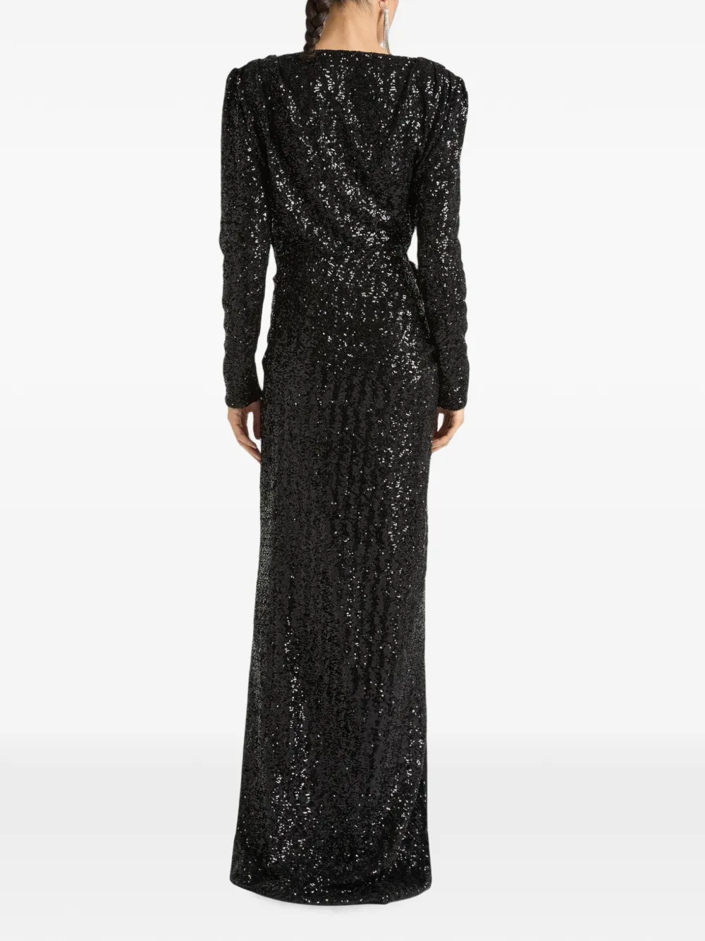 Balmain Lange jurk met pailletten Zwart