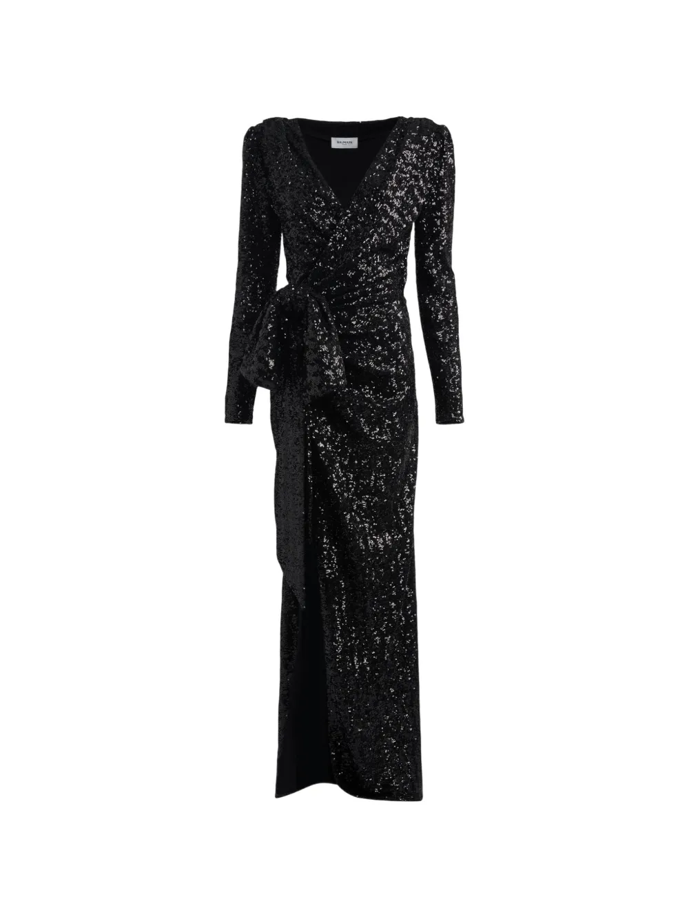 Balmain Lange jurk met pailletten Zwart