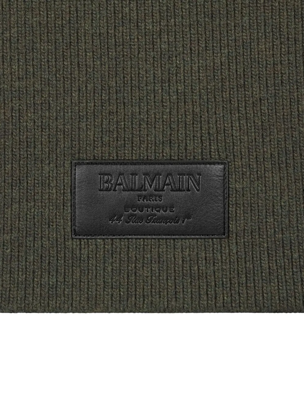 Balmain Wollen sjaal met leren vintage label Groen