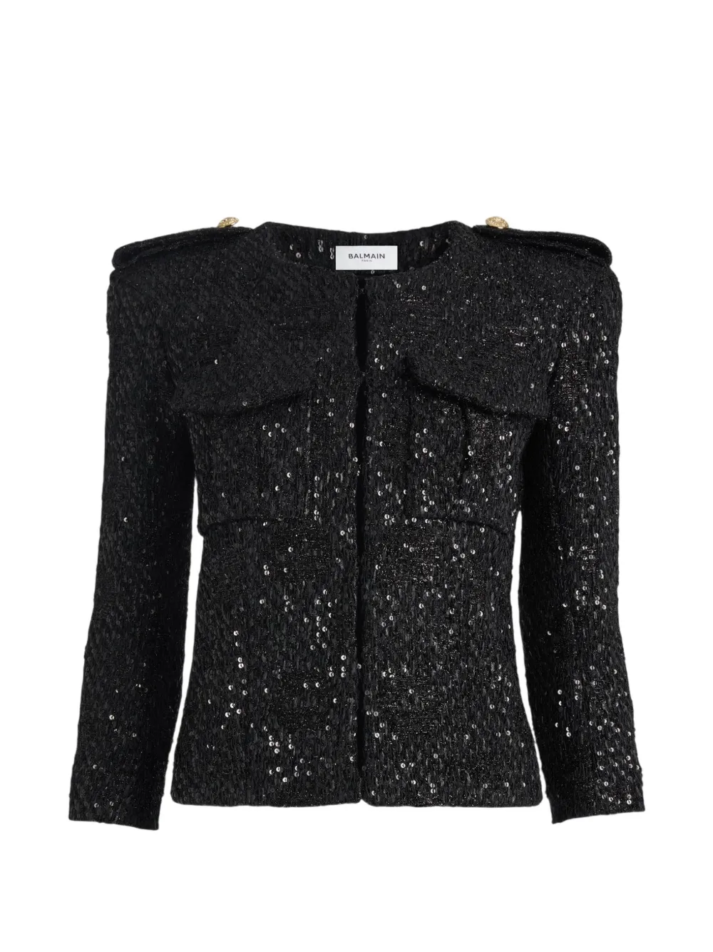 Balmain Tweed-Jacke mit Pailletten - Schwarz