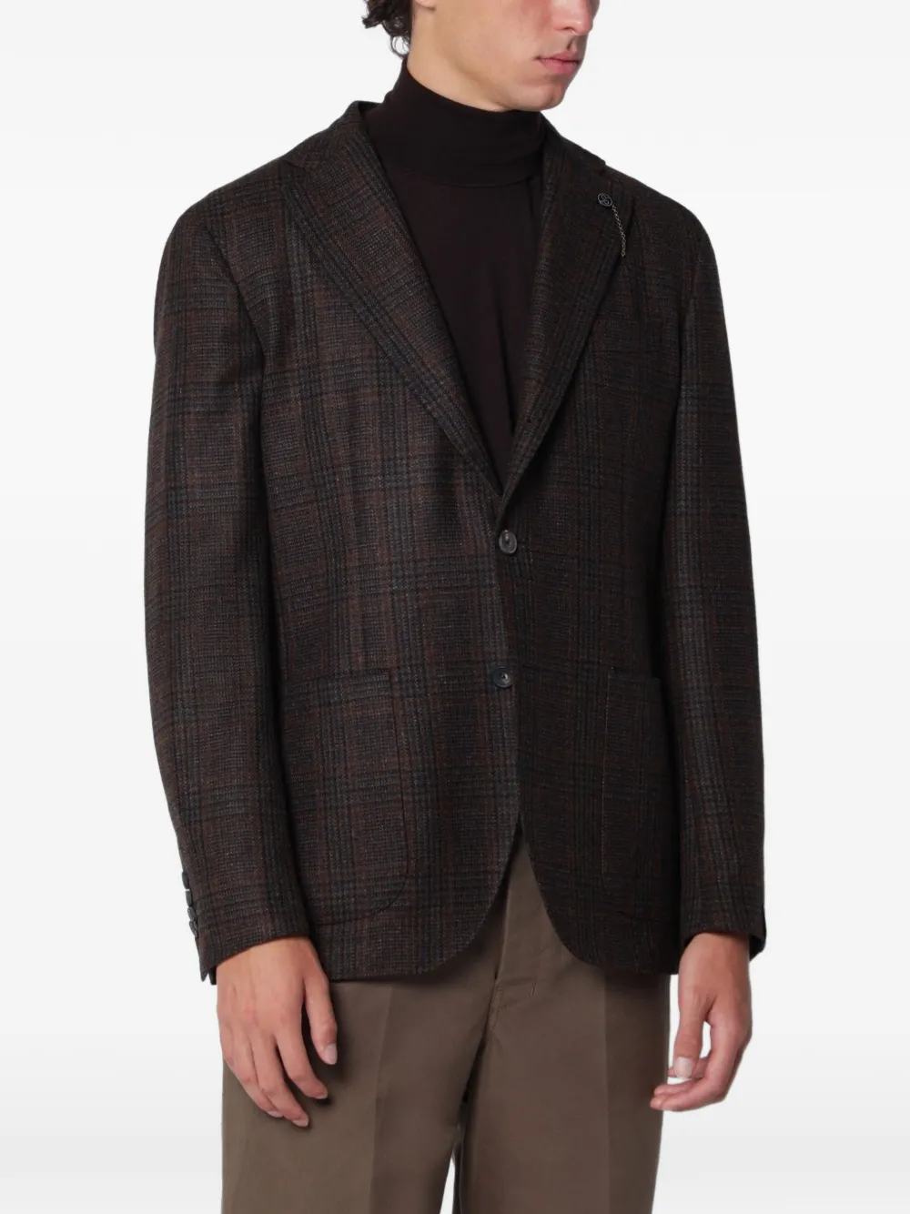 Biagio Santaniello check-pattern wool blazer - Marrone
