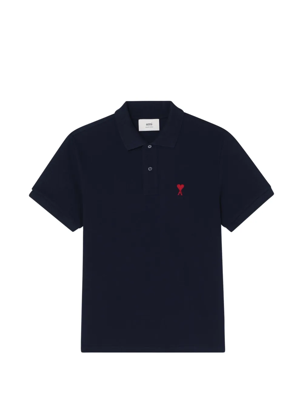 AMI Paris blue cotton polo with Ami De Coeur · M