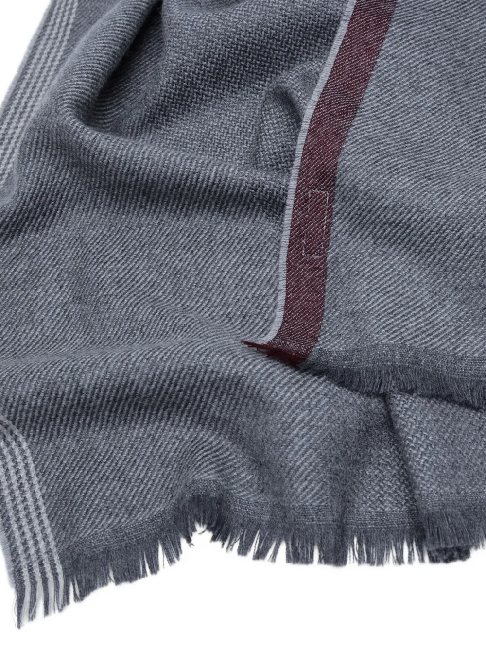 Brunello Cucinelli Sjaal met visgraat-patroon en franje Grijs