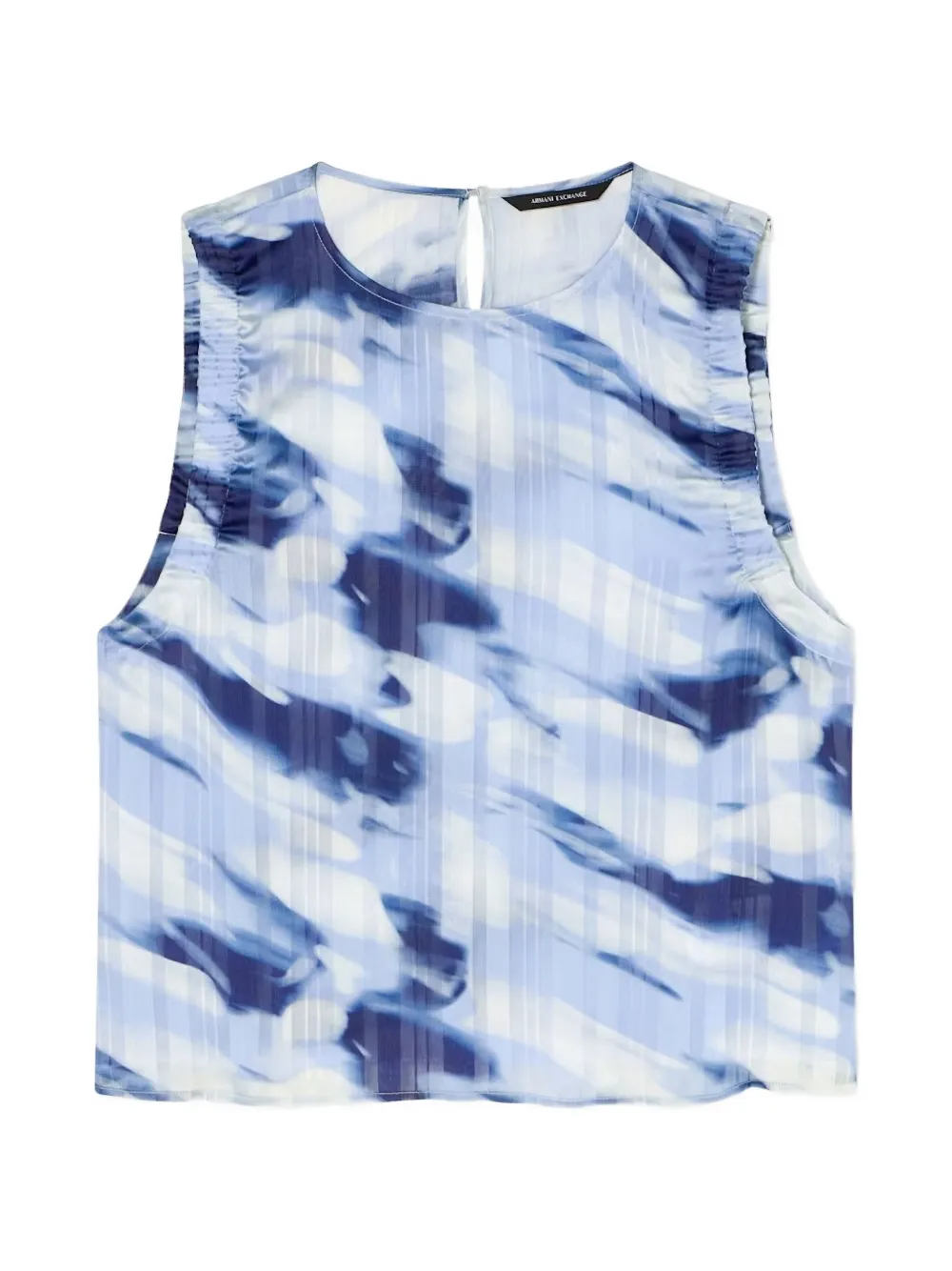Armani Exchange Top smanicato con stampa astratta - Blu
