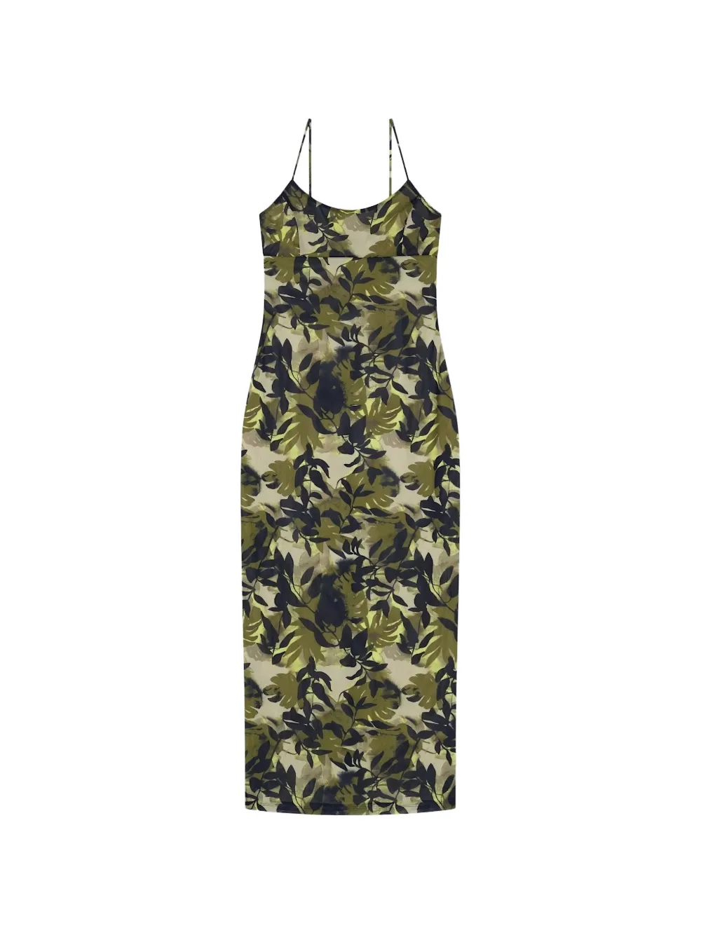 Armani Exchange Abito lungo a fiori con spalline sottili - Verde