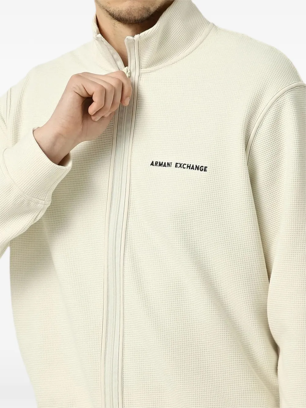 Armani Exchange Sweater met rits Beige