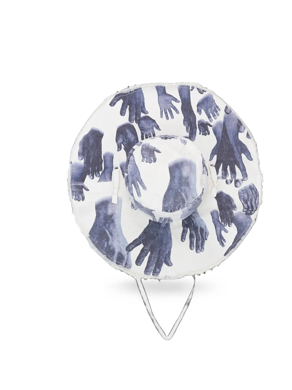 Denim Tears Zonnehoed met handbedrukte print Wit