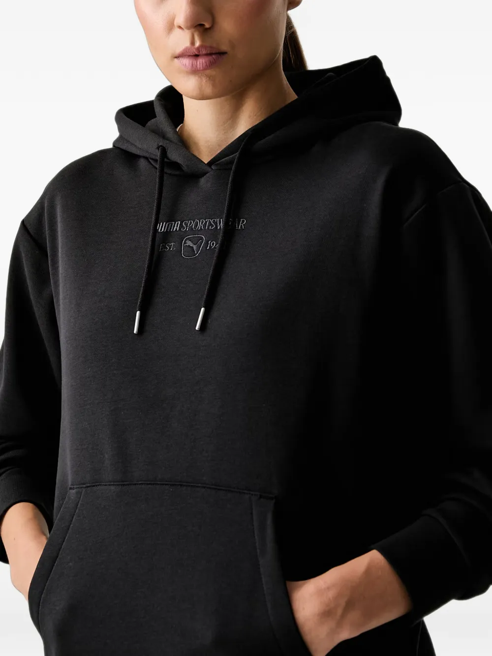 PUMA Hoodie met geborduurd logo Zwart