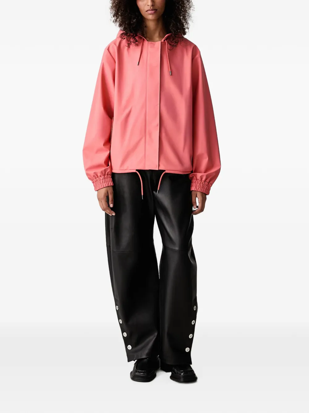 Rains String W jack met capuchon en trekkoord Roze