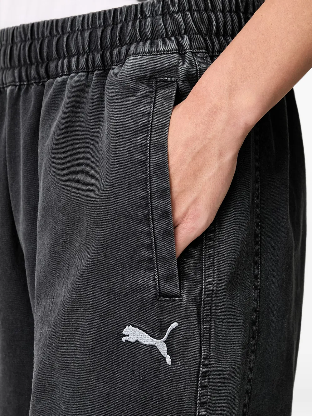 PUMA FUTURE. .ARCHIVE trainingsjeans met elastische tailleband en geborduurd logo Zwart