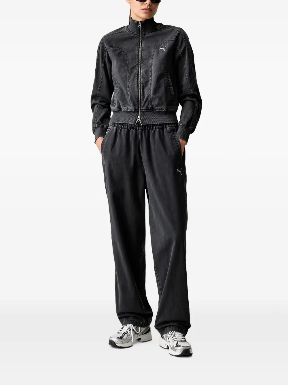 PUMA FUTURE. .ARCHIVE trainingsjeans met elastische tailleband en geborduurd logo Zwart