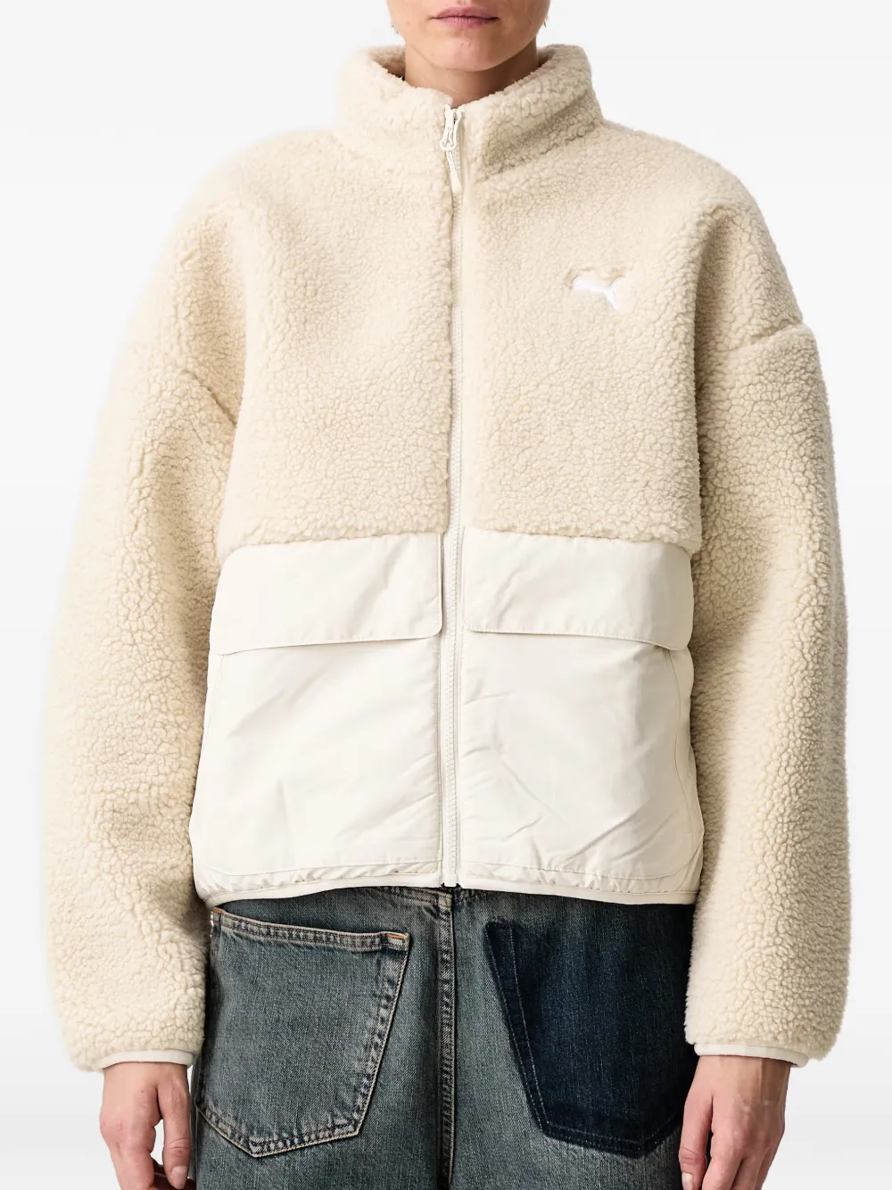 PUMA Re:Fibre fleece relaxed jacket Beige