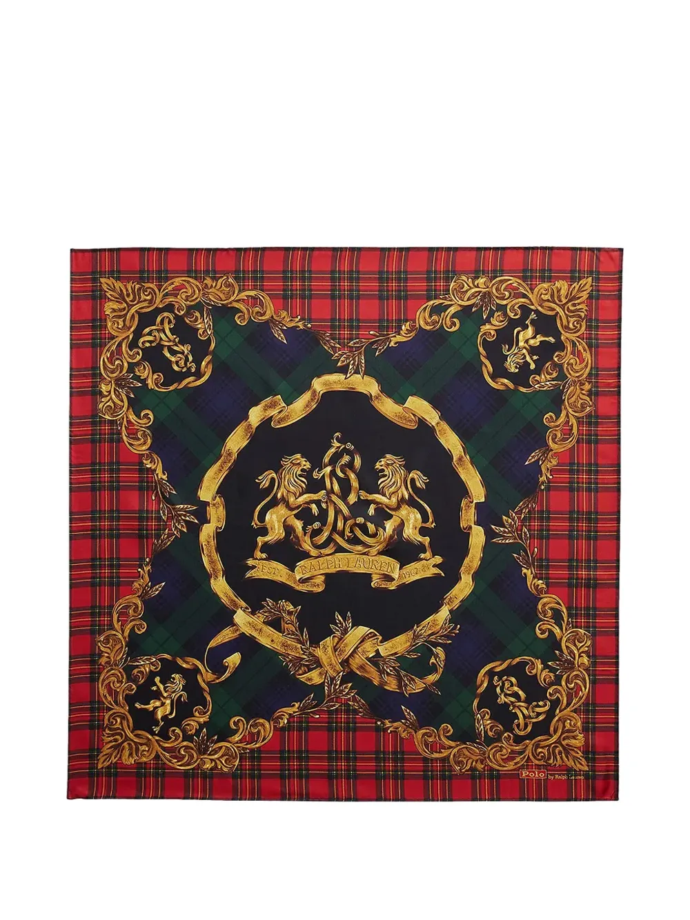 Polo Ralph Lauren crest silk twill square scarf - Rosso