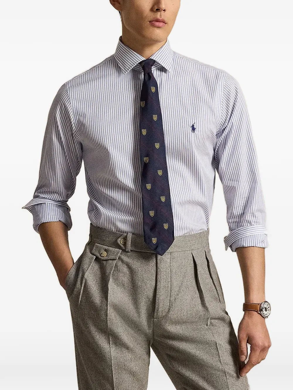 Polo Ralph Lauren vertical-stripe logo-embroidered shirt - Bianco