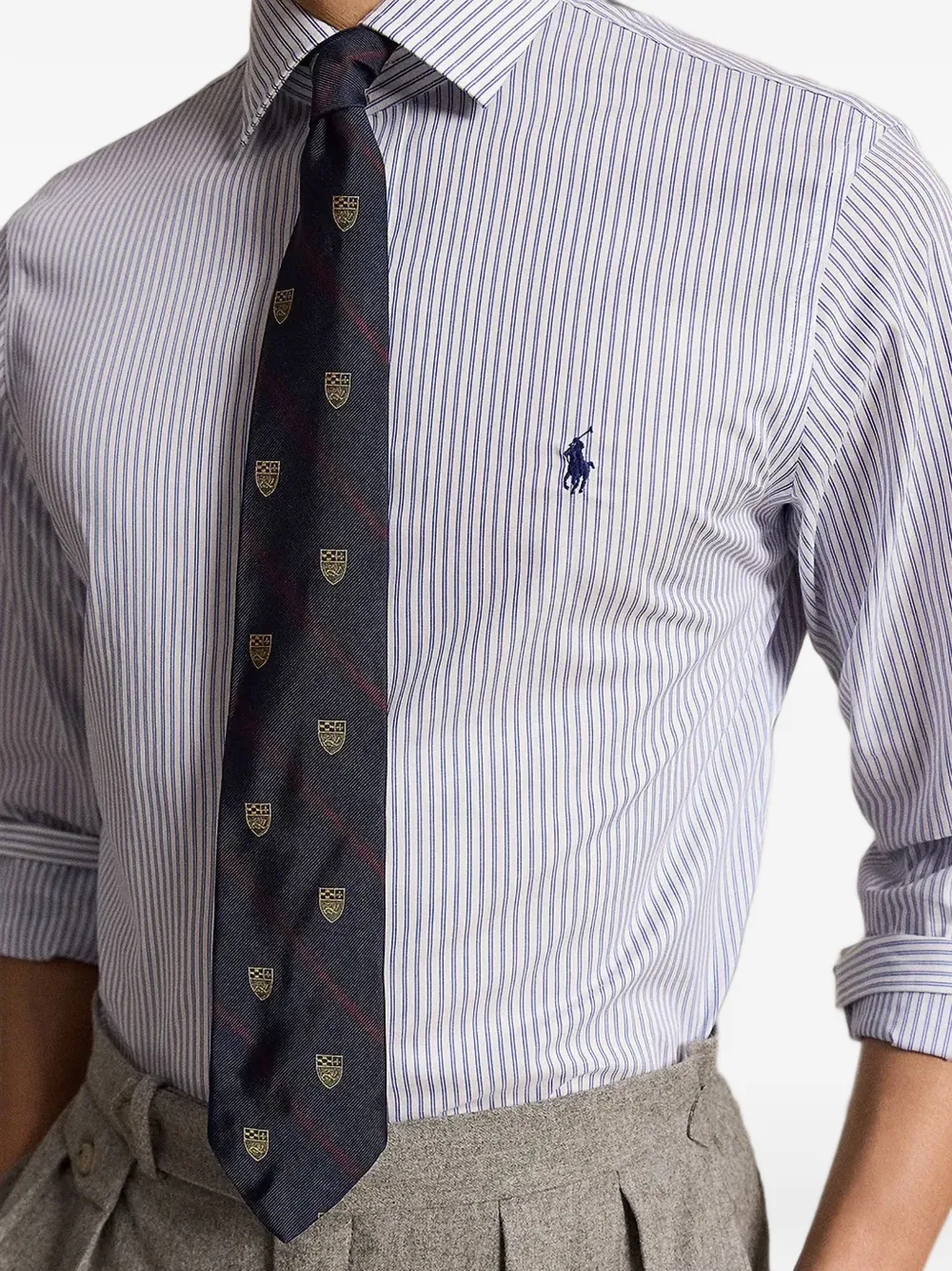 Polo Ralph Lauren Overhemd met geborduurd logo en verticale streep Wit