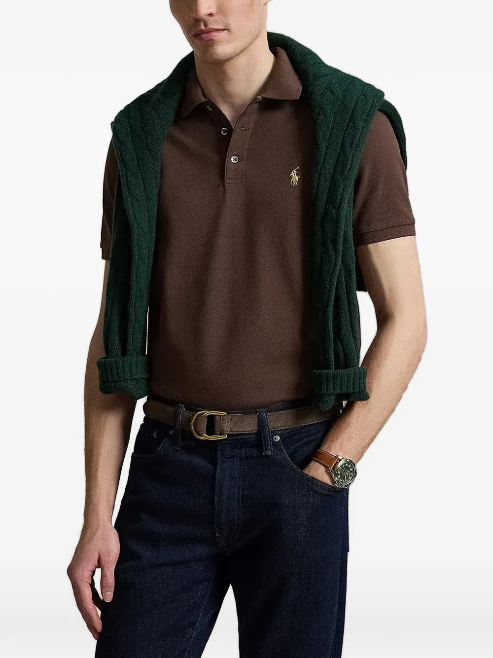 Polo Ralph Lauren logo-embroidered polo shirt - Marrone