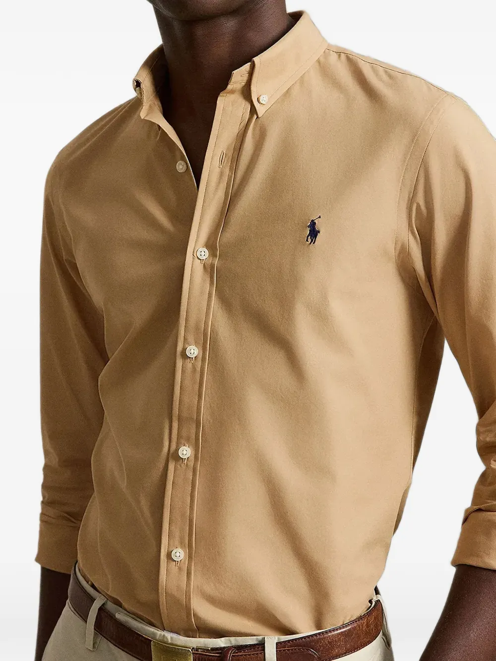 Polo Ralph Lauren Slim-fit stretch popeline overhemd Bruin