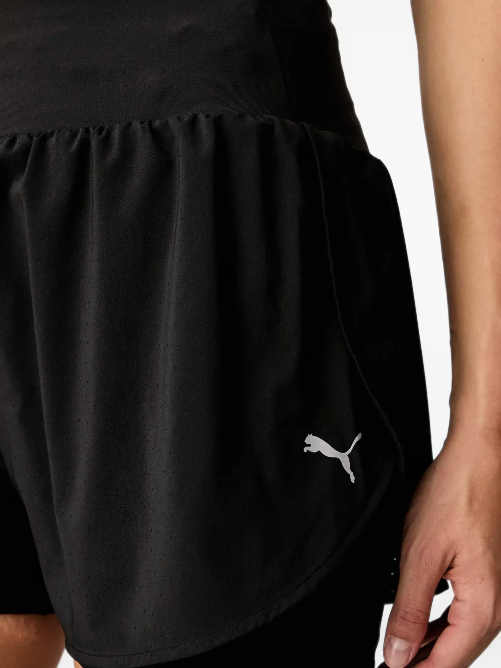 PUMA Dreamrun dryCELL gelaagde shorts met logo-print Zwart