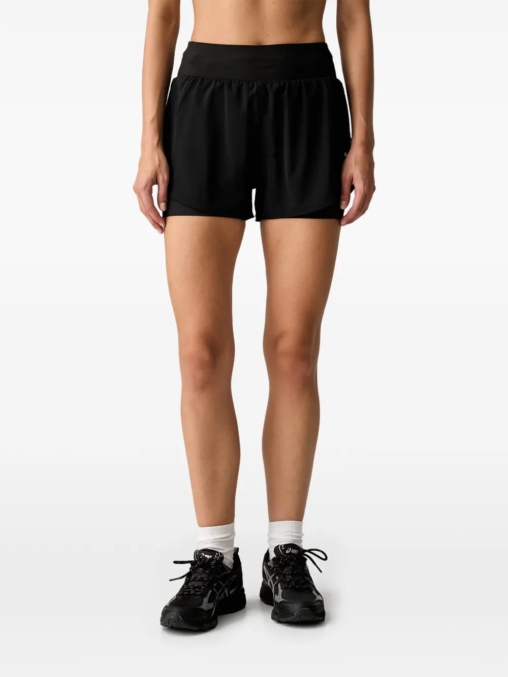 PUMA Dreamrun dryCELL layered logo-print shorts