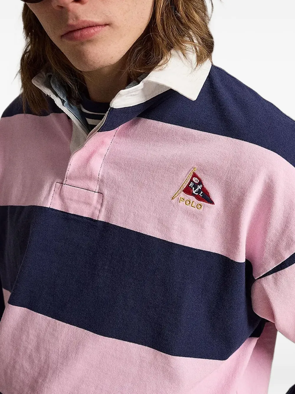 Polo Ralph Lauren Gestreept poloshirt met lange mouwen Roze