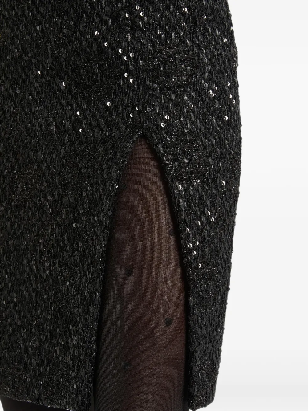 Balmain Tweed midi-rok met pailletten Zwart