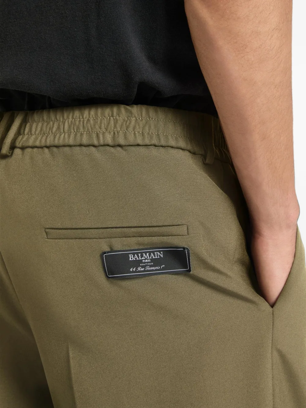 Balmain Wollen broek met elastische taille Groen