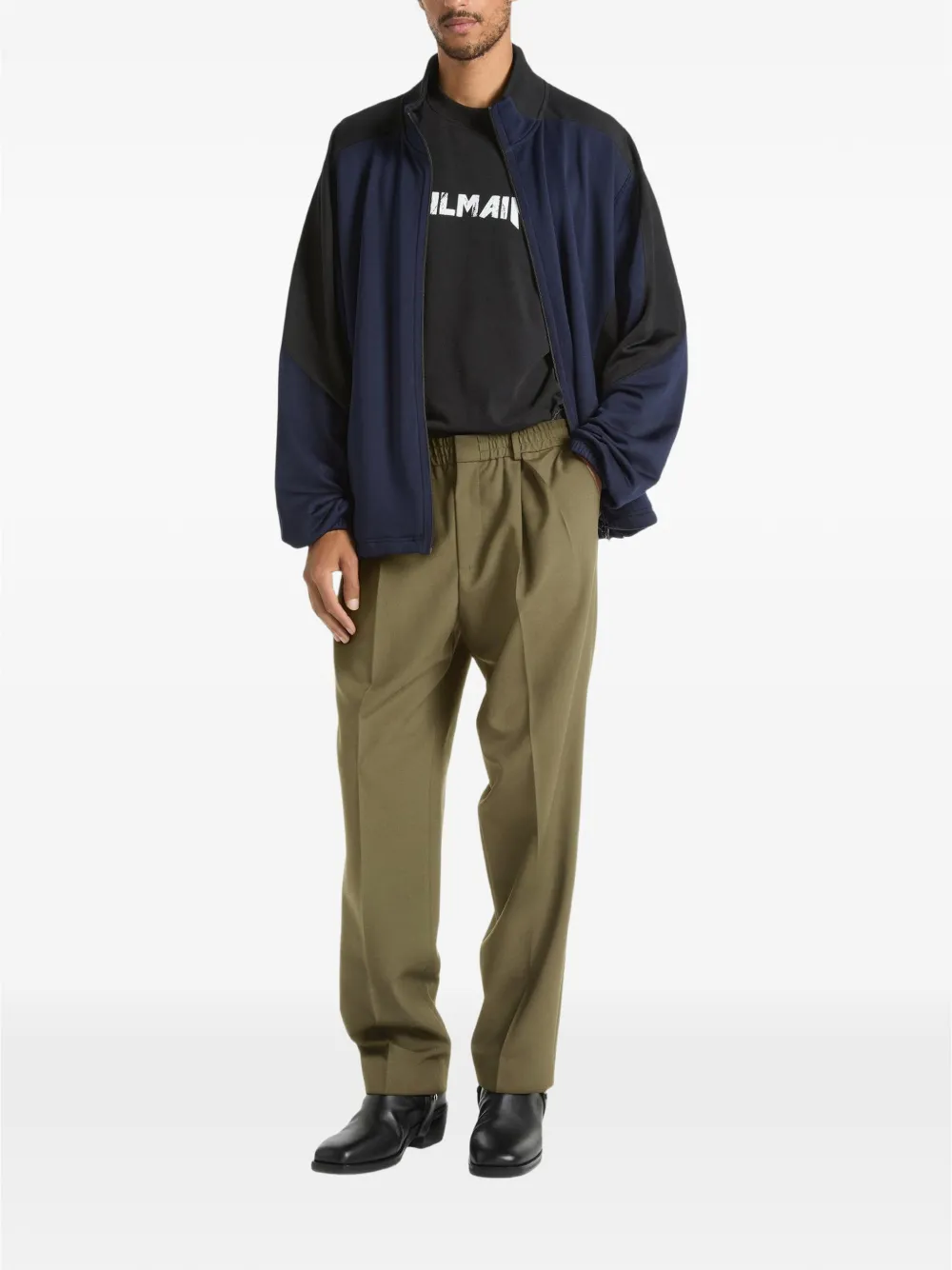 Balmain Wollen broek met elastische taille Groen