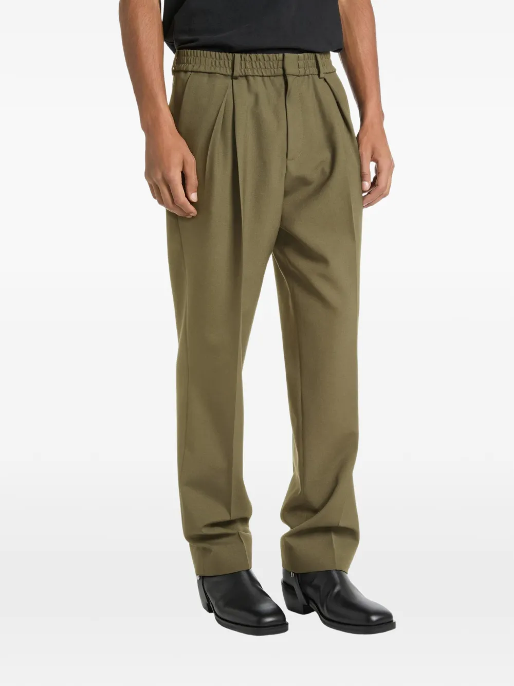 Balmain Wollen broek met elastische taille Groen