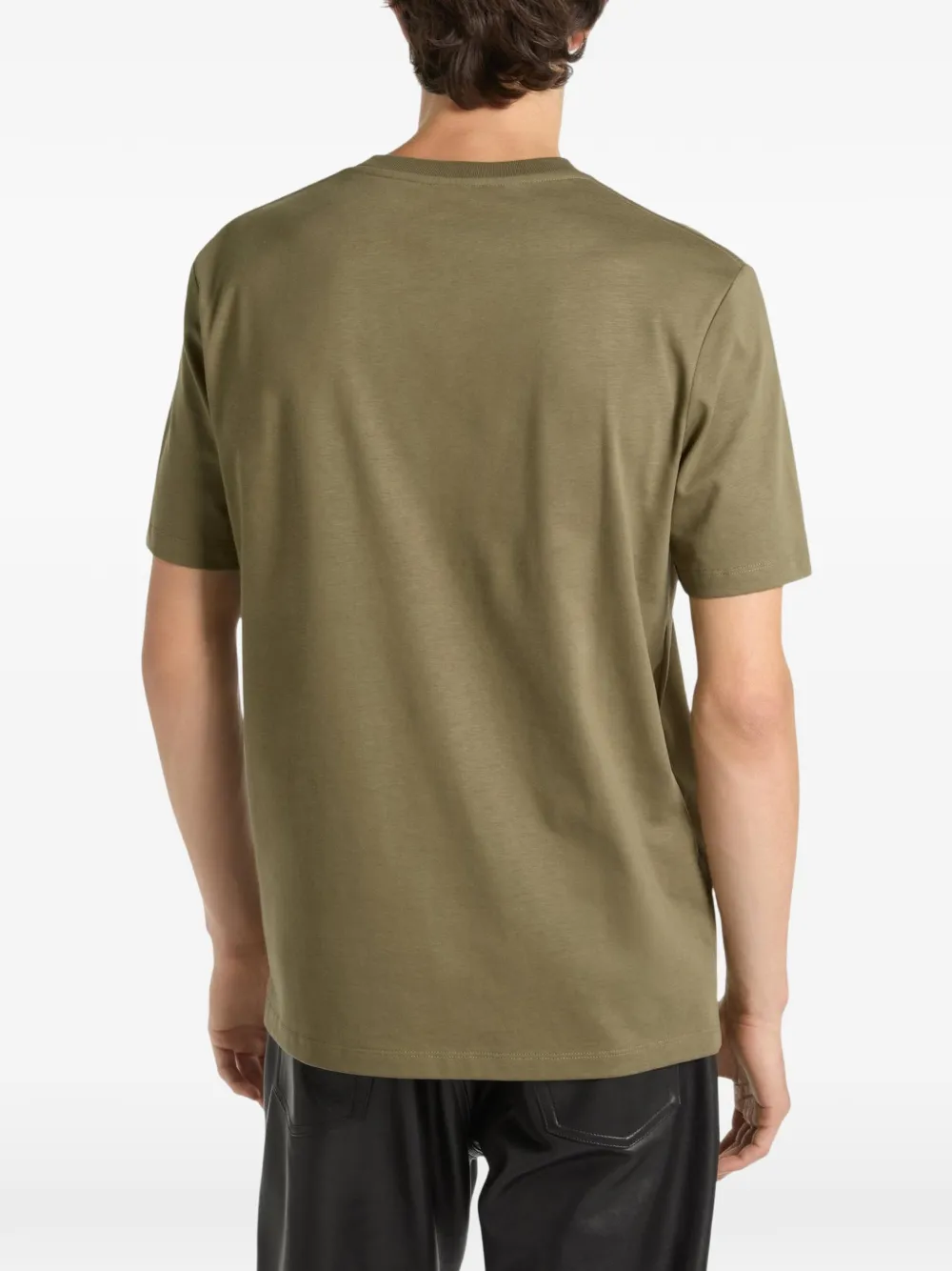 Balmain T-shirt met vintage leren label Groen