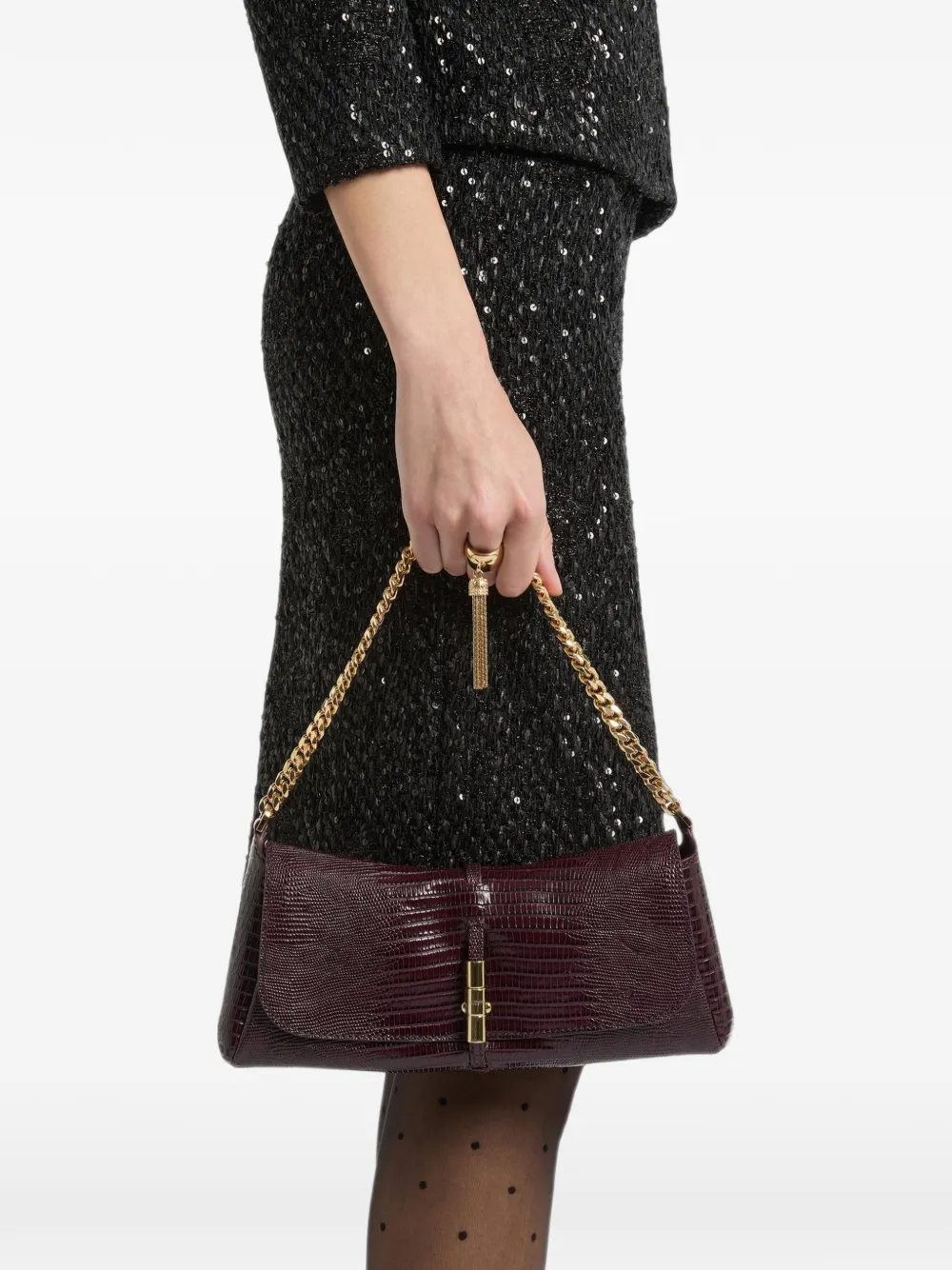 Balmain Metropolis leren tas met reliëf Rood