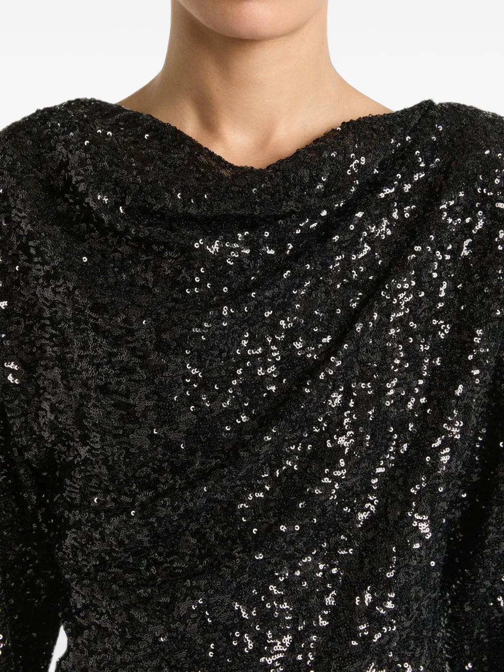 Balmain Top met pailletten en strik Zwart