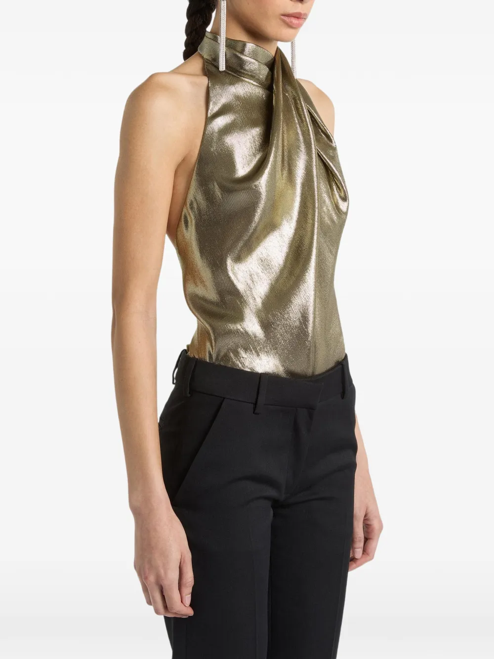 Balmain Lurex jersey top met open achterkant Goud