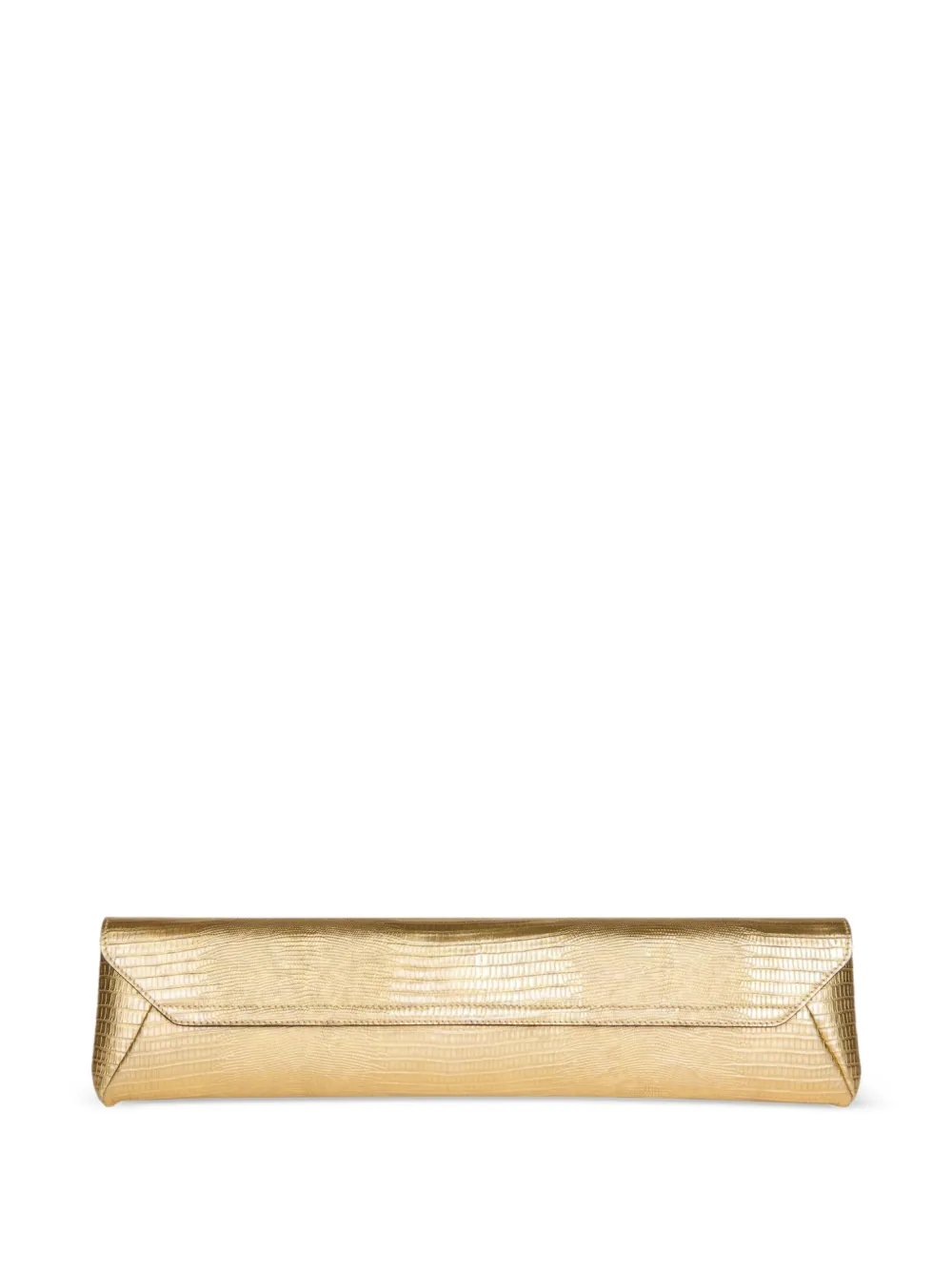 Balmain Lange clutch van metallic leer met textuur Goud